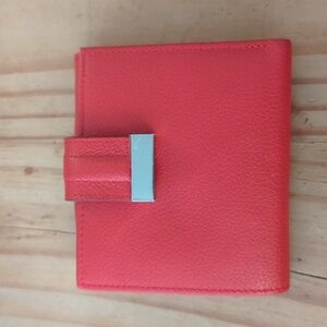 Danier fire red leather small bi-fold wallet